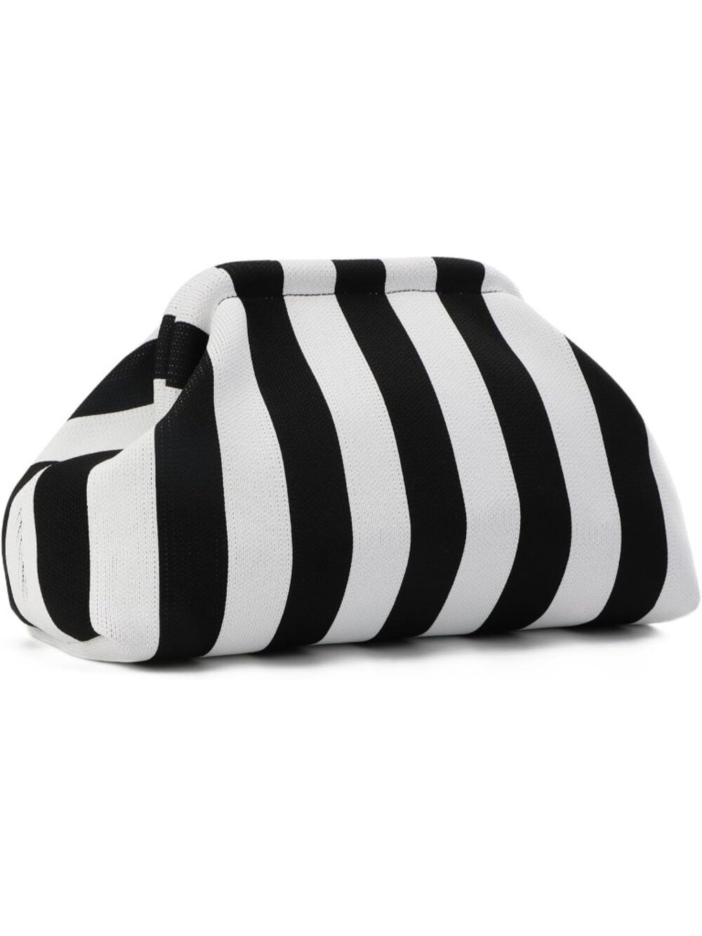 Women’s Black White Striped Dumpling Clutch Purse Bag Unique Summer Handbag
